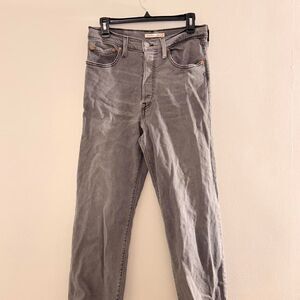 Levi's VINTAGE ribcage straight ankle grey button up jeans Size 30"